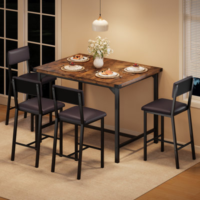 Ensemble de table de salle à manger pour 4, repose-pieds et dossier, ensemble de table de cuisine 5 pièces avec protecteur de coin