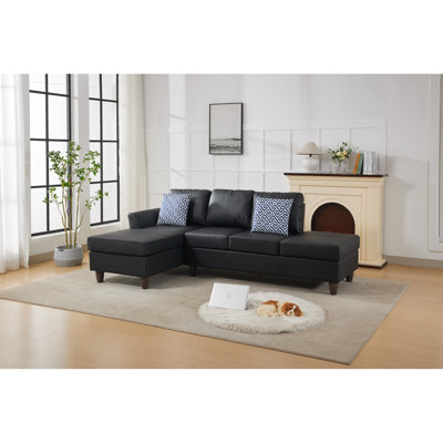 4 sièges avec compartiments de rangement dissimulés et coussins assortis, structure modulaire, similicuir, intérieur en mousse, 34 po de hauteur, revêtement en cuir à tiroir, noir, largeur 57 po