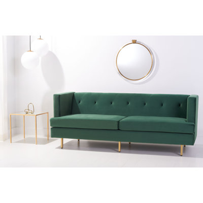 Canapé 82 po avec accoudoirs en velours et coussins réversibles 82 po