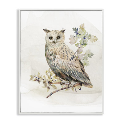 Hibou de forêt avec giclée encadrée de feuillage, design par CAD Designs