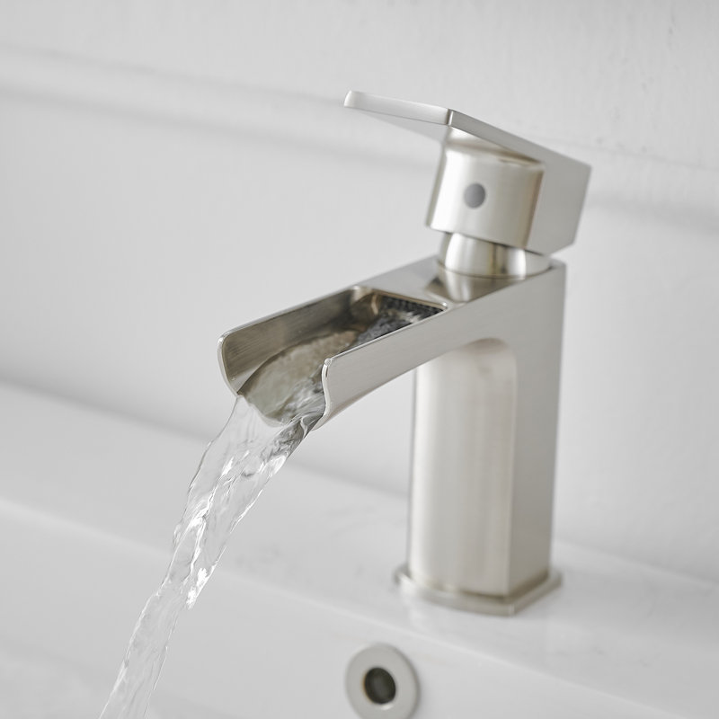 Single-Hole Single-handle Bathroom Faucet with Drain Assembly, Brushed Silver
