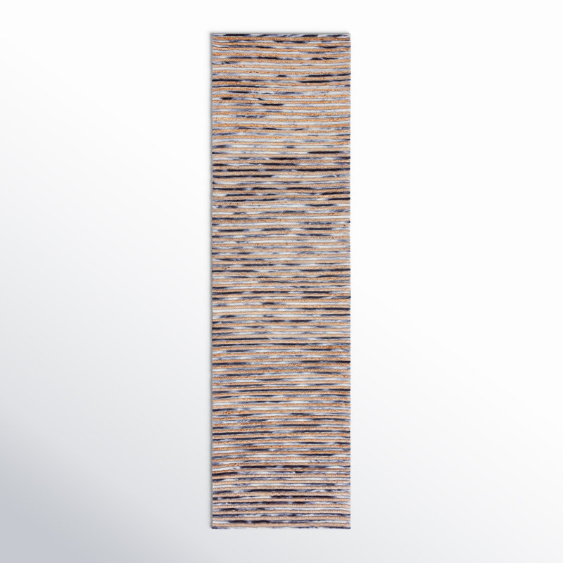 Cocci Striped Hand-Loomed Natural/Gray Area Rug, Runner 2'3" x 8'