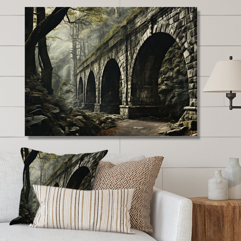 «Maclay Gray Bridge Rustic Archway Slate I», reproduction sur toile, H 30 po x l 40 po x P 1,5 po, Toile tendue