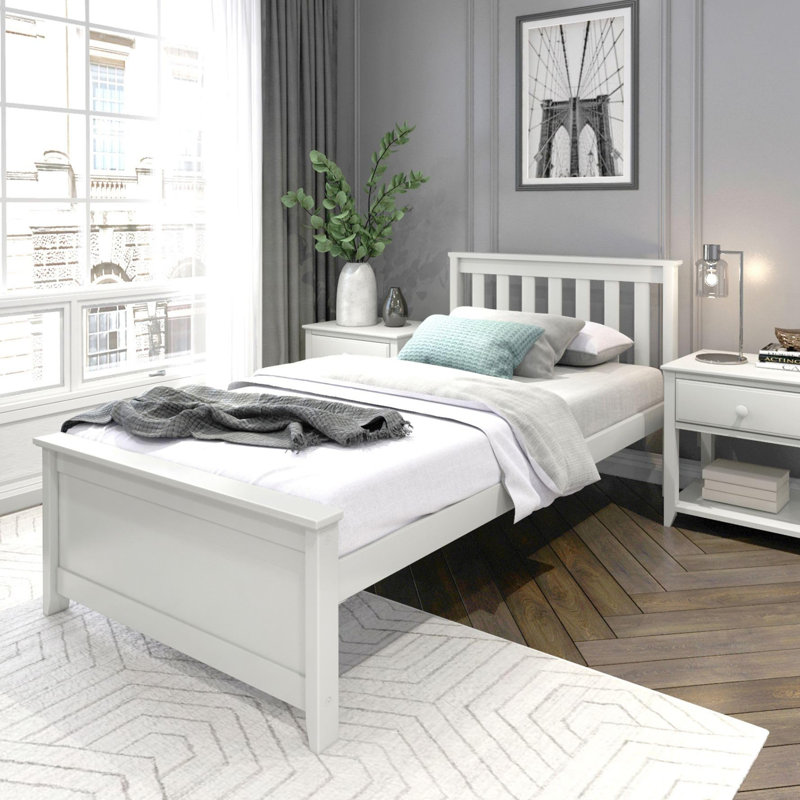Solid Wood Platform Bed Frame with Headboard, Twin