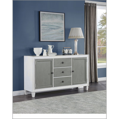 Katia Rustic & Weathered Server with Ample Storage and Elegant Design, Perfect for Modern Farmhouse Kitchens and Dining Rooms.