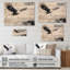 Aigle en vol dans la montagne - Art mural moderne sur bois de pin naturel-1958785061