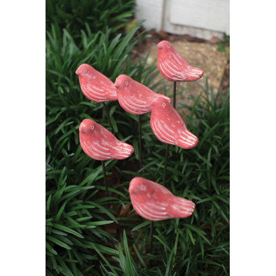  Red Garden Bird Stakes - Ensemble de 6 plantes décoratives de 45 po de hauteur
