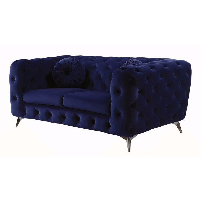 Causeuse en velours bleu Atronia
