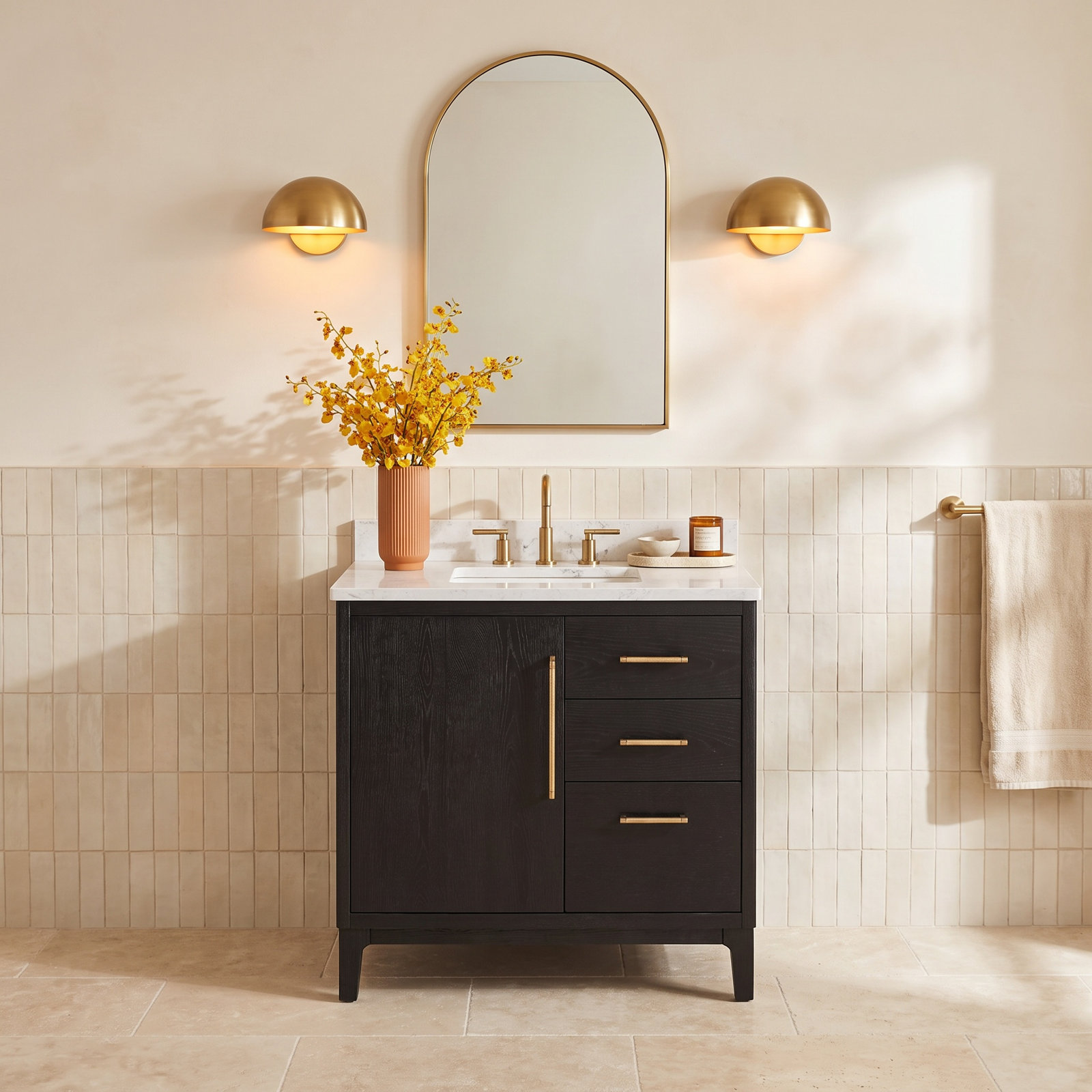 Langosta 36" Single Bathroom Vanity, Fir Wood Black
