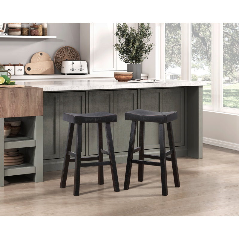 Transitional Design Counter Height Stools Set of 2pcs, Bar Stool (30.5” Seat Height), Black
