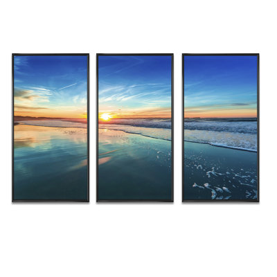 Blue Seashore With Distant Sunset " Blue Seashore With Distant Sunset " 3 - Pieces