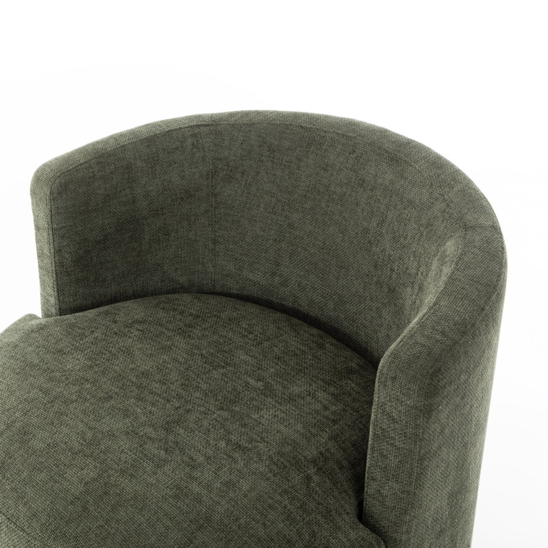 Fauteuil demi-tonneau pivotant en bois massif (ensemble de 2), Vert foncé