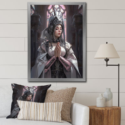 " Futuristic Nun Praying In Cathedral "
