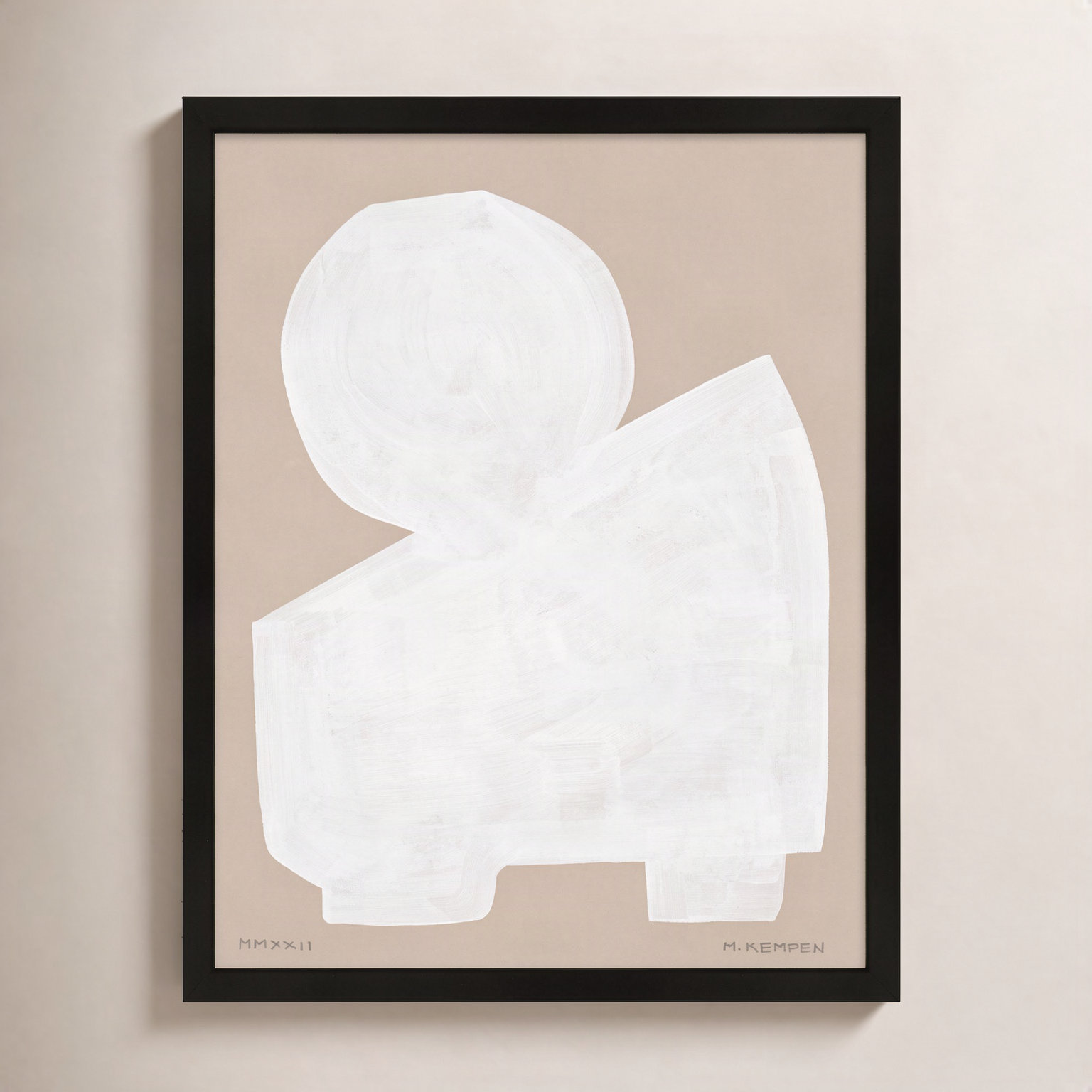 Modules In White 2 by Michael Kempen, 40" W x 50" H, Black Framed