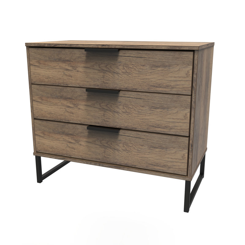 Luecinda 3 - Drawer Chest of Drawers, Vintage Oak