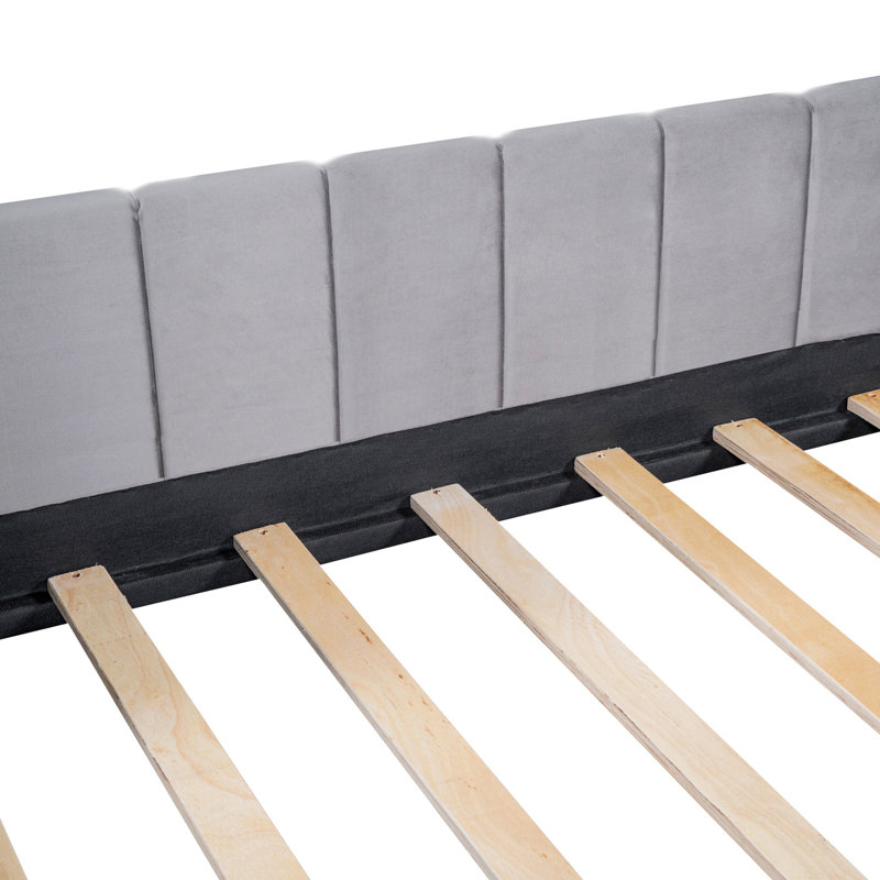Krishana Twin Size Upholstered Daybed with Ergonomic Design Backrest and 2 Drawers, Gray