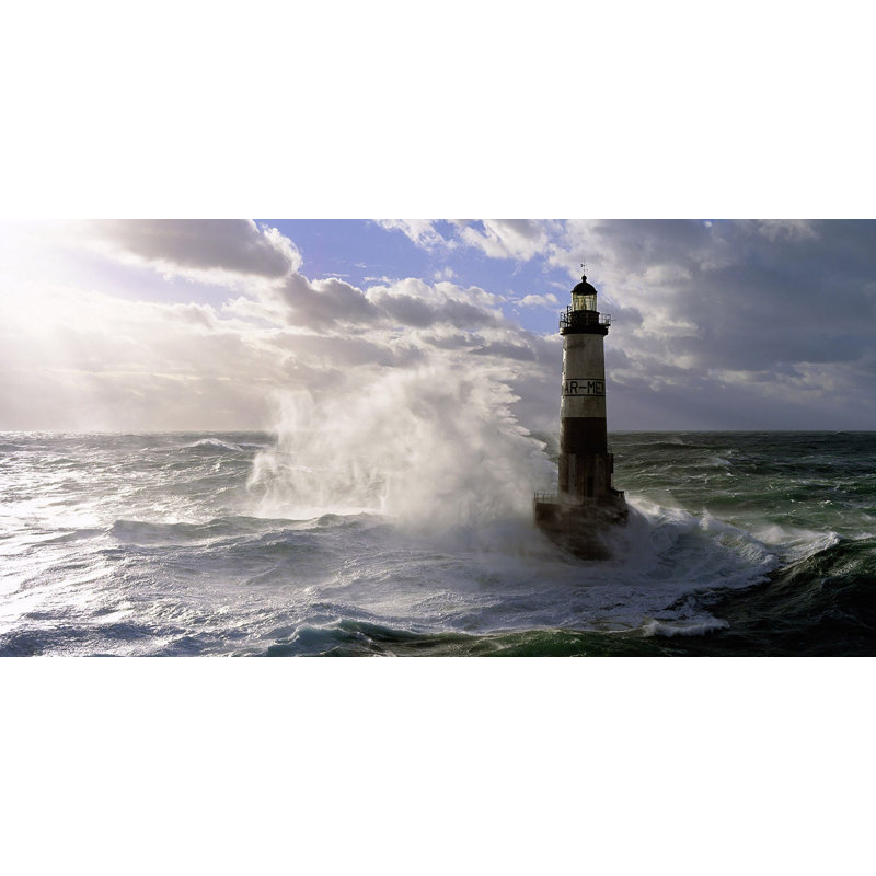 Phare D'Ar-Men Près De L'île De Sein by Jean Guichard - Wrapped Canvas Print, 35cm H x 70cm W x 4cm D