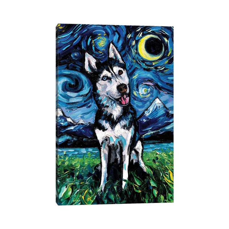 Happy Husky Night by Aja Trier - Wrapped Canvas Print, 101.6 cm H x 66.04 cm W x 3.175 cm D