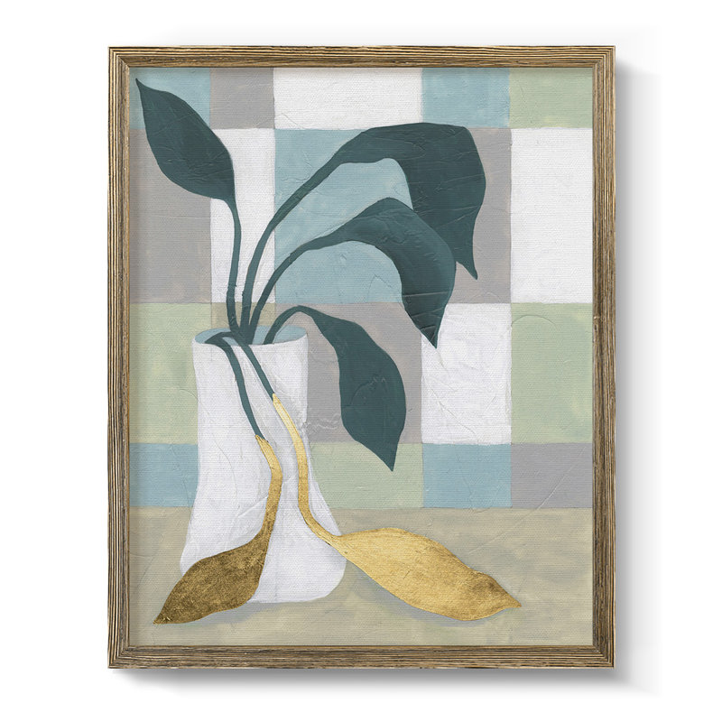 «Triple Block Print I», reproduction encadrée, Pas de tapis, Toile avec cadre noyer