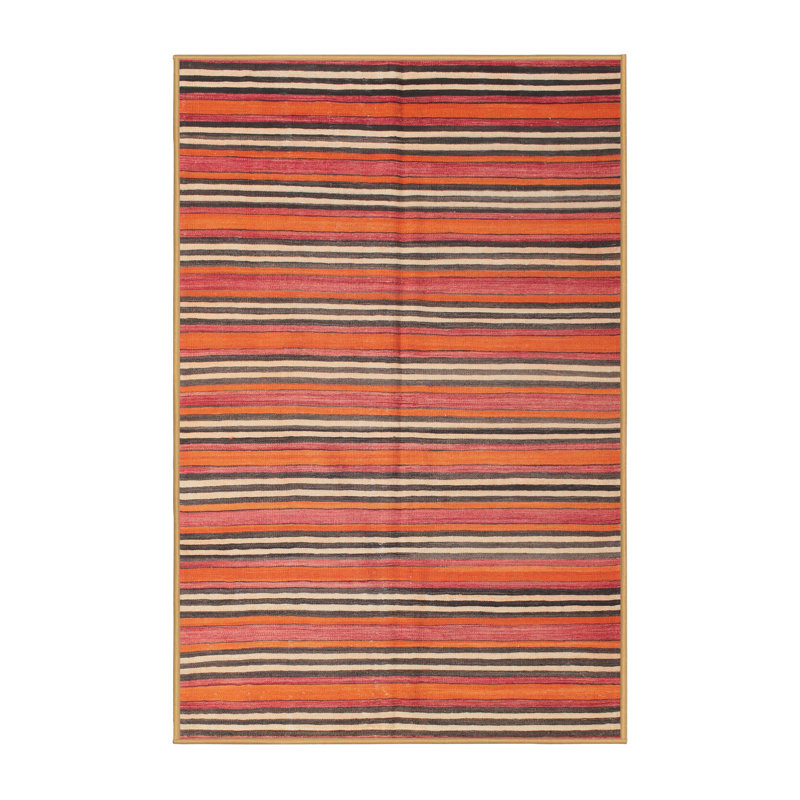 Tapis contemporain rouge / vert, Rectangle 4 pi x 6 pi