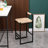 Set Of 2 Water Hyacinth Woven Bar Stools With Back Support Counter