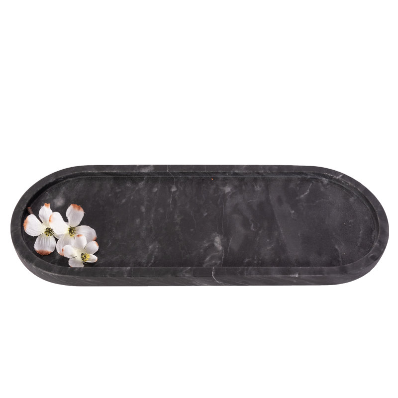Artifacts Marble Decorative Runway Tray, Black Matte