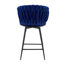 Ensemble de 2 tabourets de bar en velours tressé moderne avec structure en métal, tabouret de comptoir rembourré avec dossier en corde tissée pour îlot de cuisine, bar ou salle à manger - bleu