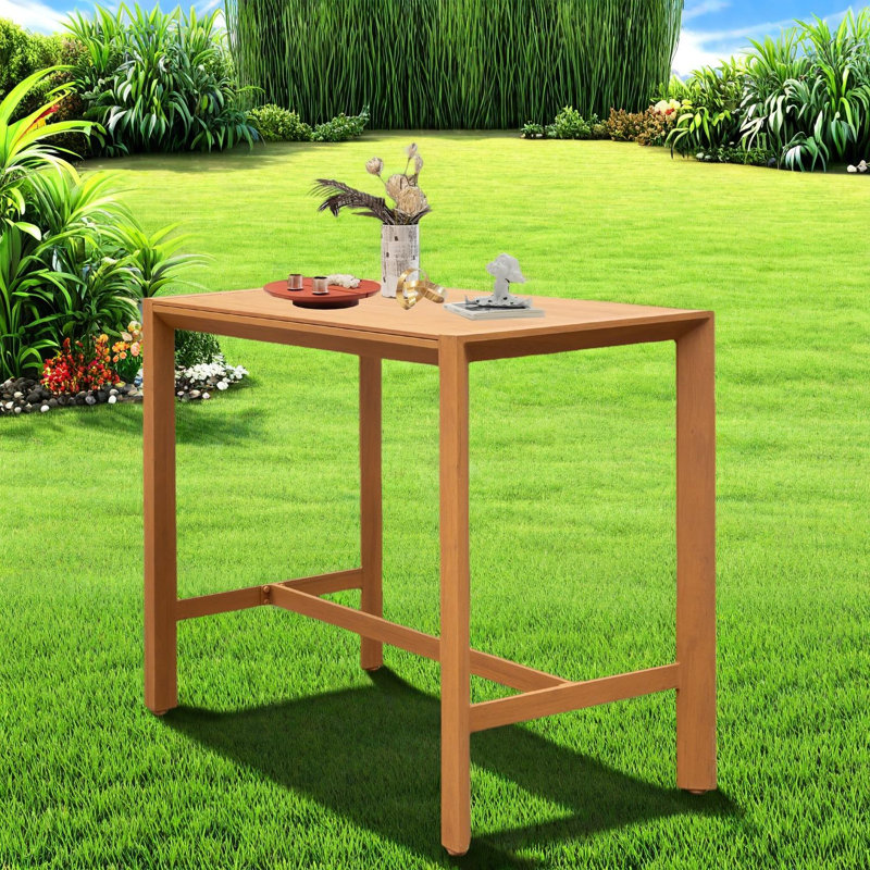 Tables de patio modernes, table à hauteur de barre en grain de bois en métal pour les repas à domicile