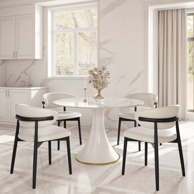 2/4 - Person Modern Stone Dining Set Bistro Table Set Breakfast Nook Table Set