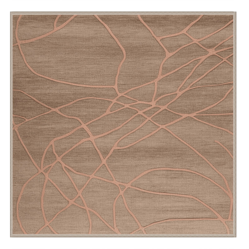 Machine Washable Abstract Brown Area Rug, Square 8'