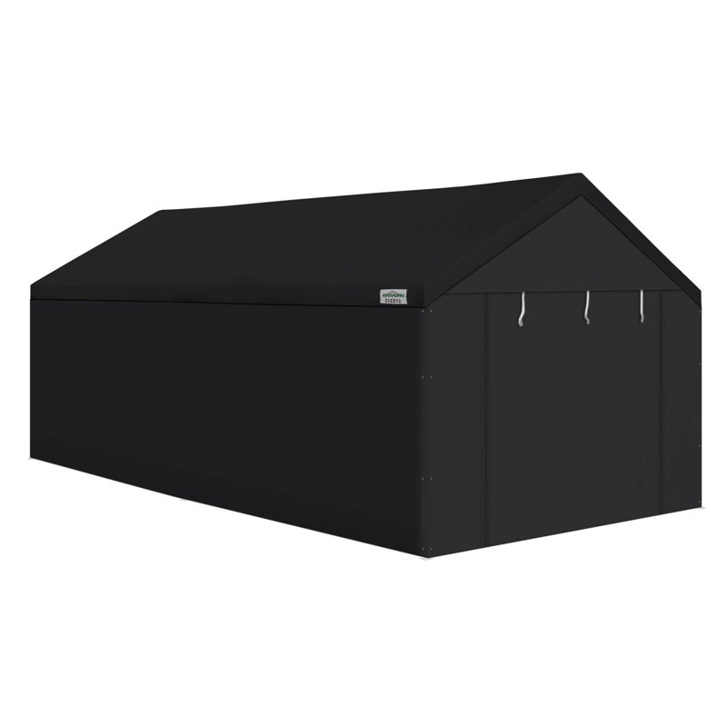 Black 10x20 Vinyl Peak Roof Carport Canopy with Sidewalls
