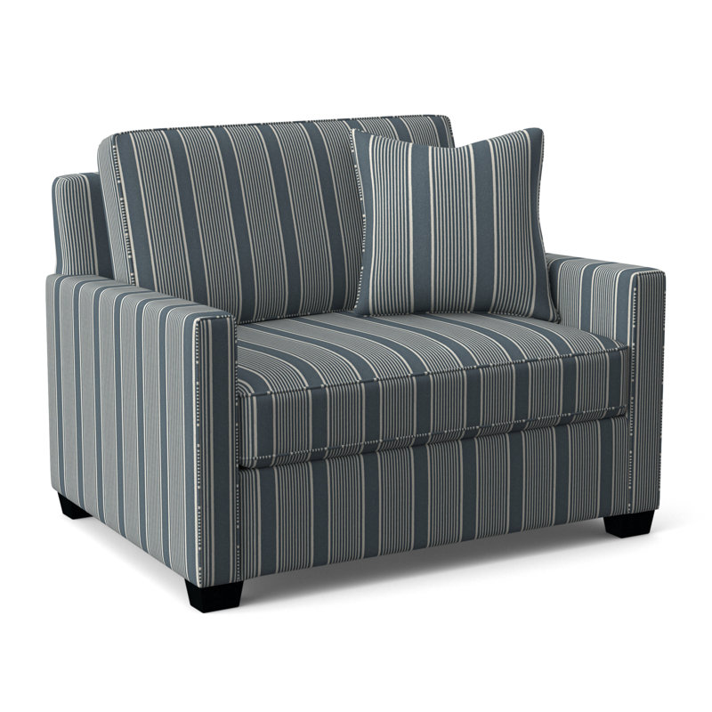 Nicklaus Sleeper Sofa, Black Finish, Green and Blue Stripe; 0252-54, 5" Innerspring Mattress