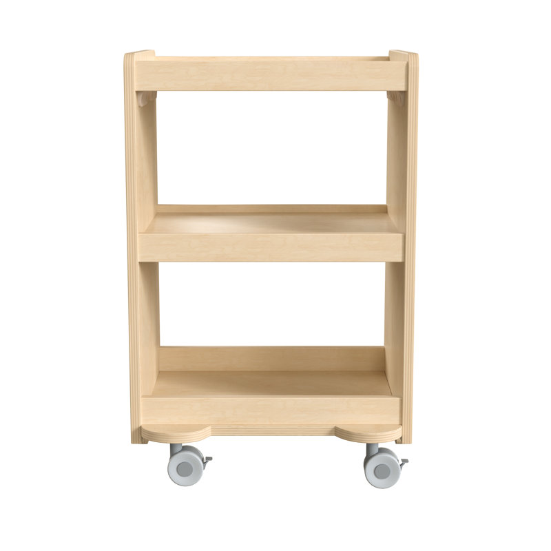Natural Birch Plywood Mobile Utility Cart with 3 Shelves