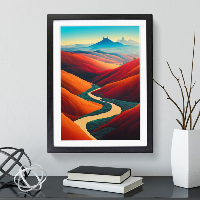 Mountain Valley Landscape No.1 - Framed Print, Black, 64cm H x 46cm W x 2cm D