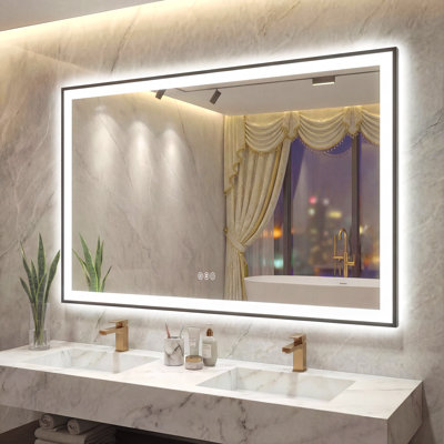  Lunara UL Certified Metal Framed Front Light & Backlit Memory LED Light Bathroom Vanity Mirror with 3 Year Warranty