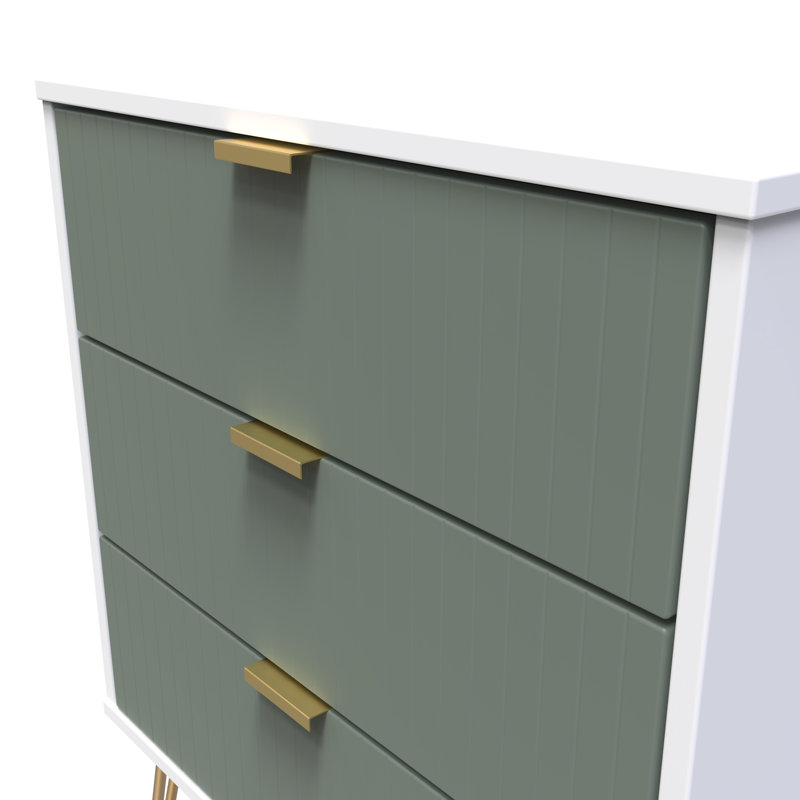 Beranda 3 Drawer Chest (Ready Assembled), Reed Green/White