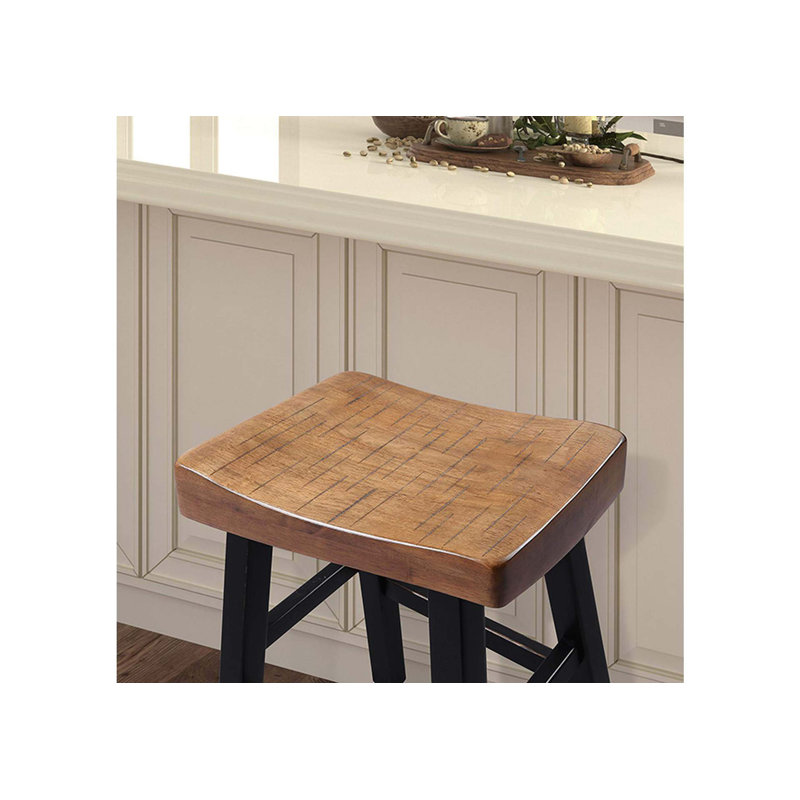 Ensemble de 2 tabourets en bois massif Traditional, Chêne / noir, Tabouret de bar (siège d'une hauteur de 31 po)