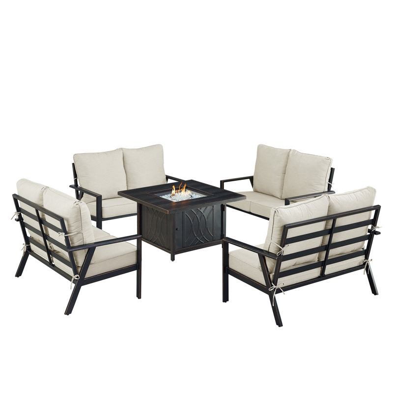 Freerkje 8 - Person Patio Conversation Set with Cushions, Light Gray