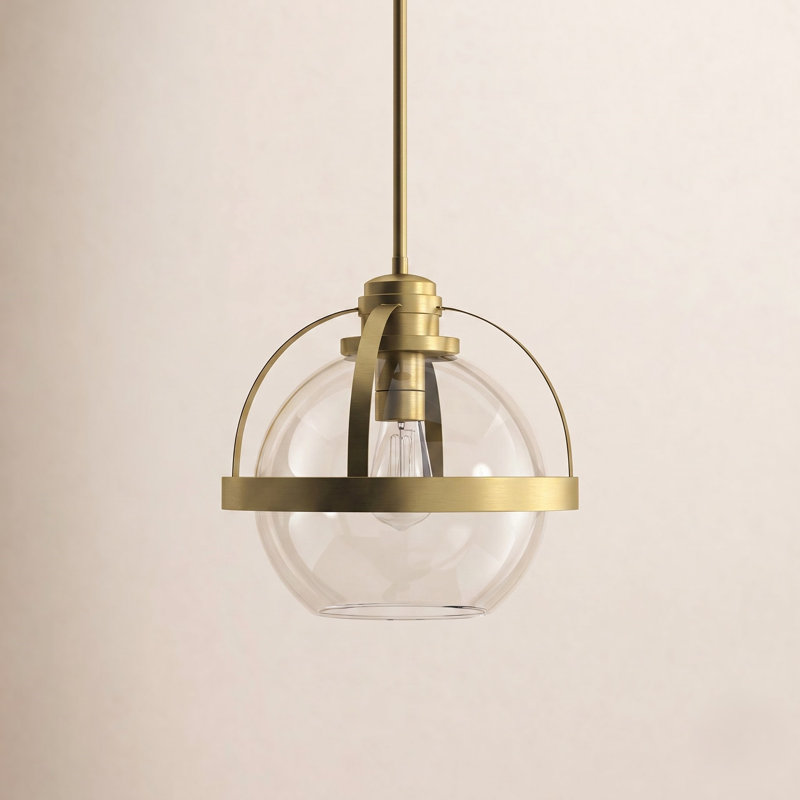 Margos Willem Single Globe Glass Pendant, Warm Brass