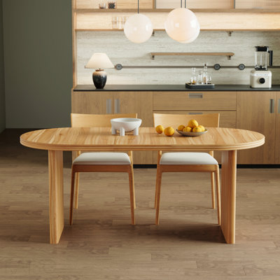 Table de salle à manger moderne à rallonge de 55,12 à 70,87 po avec rallonges amovibles, table de style Mid-Century moderne, convenant aux salles à manger, aux cuisines et aux salons, noyer naturel