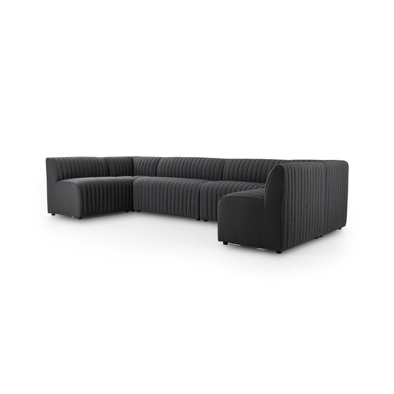 Augustine Modular Sectional, 31.5" H x 100" W x 66.5" D, Black Polyester