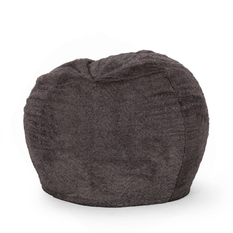 Fauteuil à billes rond en fausse fourrure 3 pi, brun / beige