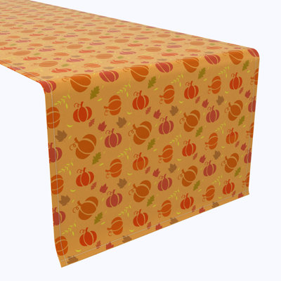 Fabric Textile Products, Inc. Table Runner, 100% Cotton, Orange Stenciled Pumpkins
