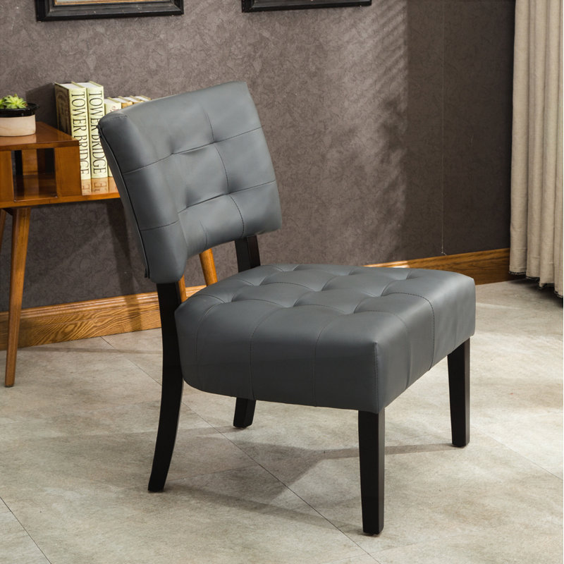 Fauteuil d'appoint capitonné avec sièges surdimensionnés, fauteuil confortable, fauteuil rembourré, Faux cuir gris