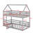 Twin Over Twin House Bunk Bed With Door And Fence-291774506