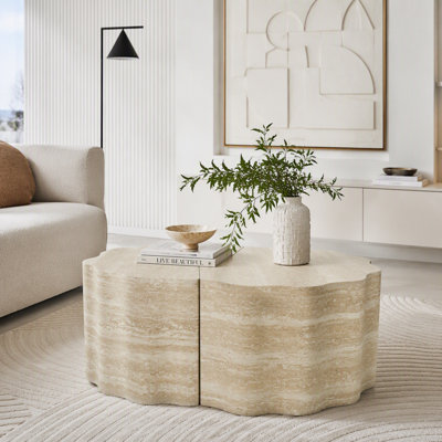 Ensemble de 2 tables basses rondes gigognes avec fonction de couchage pour animaux de compagnie