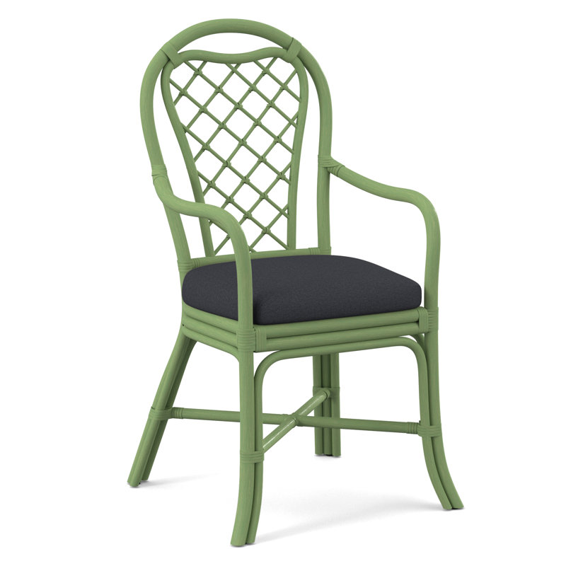 Trellis Dining Arm Chair, Beige Performance Fabric; 0851-73, Celery