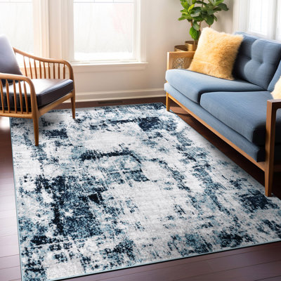 Hobart Abstract Blue/Ivory/Navy Area Rug