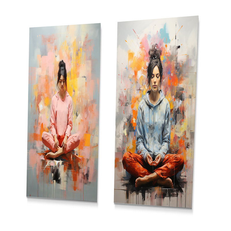 Minimalisme yoga méditation - ensemble de 2 impressions murales de yoga en métal, H 28 po x l 24 po
