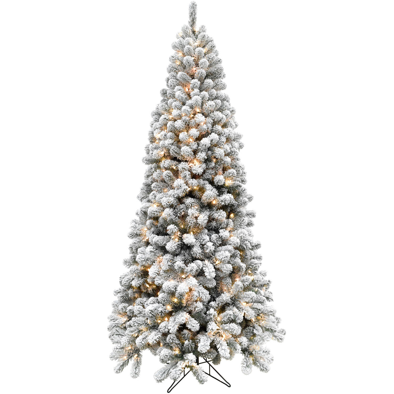 The Holiday Aisle® 7.5 Foot Pre Lit Snow Flocked Alaskan Pine Christmas ...